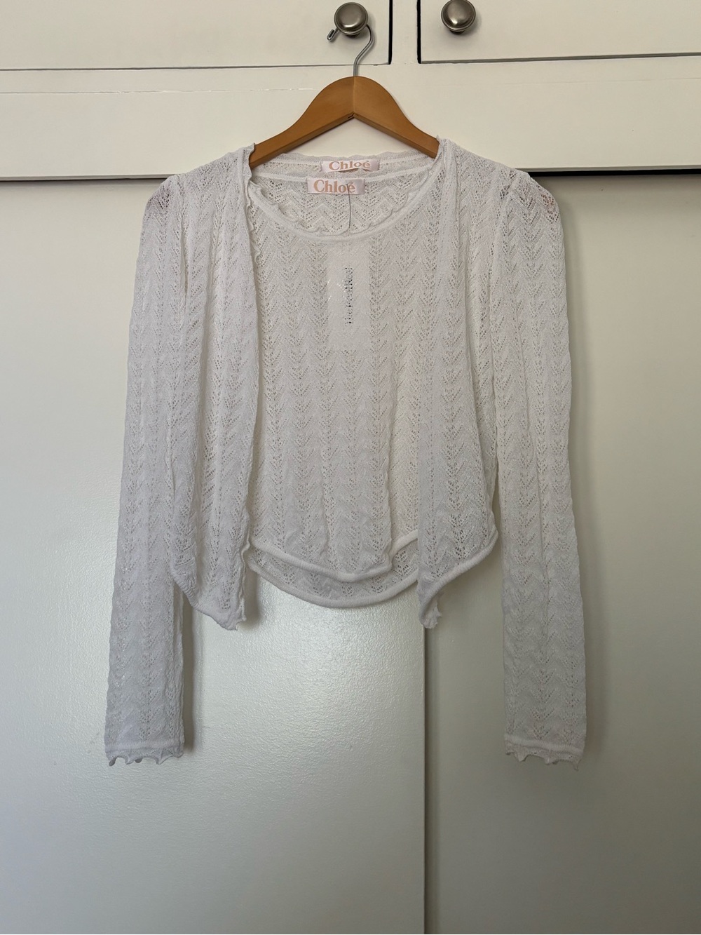 Vintage Chloé Crochet Knit Top and Cardigan Set